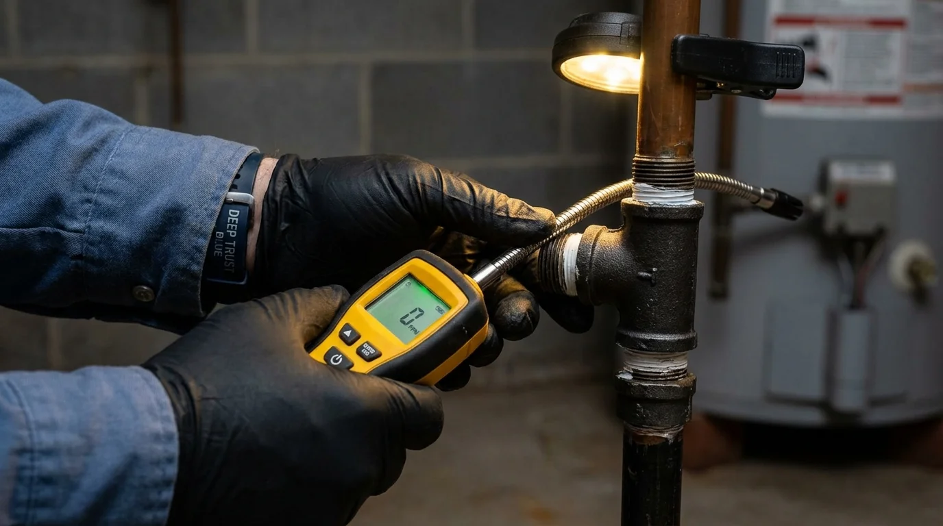 Gas leak detection with electronic sniffer by Johns Plumbing LLC in Mankato